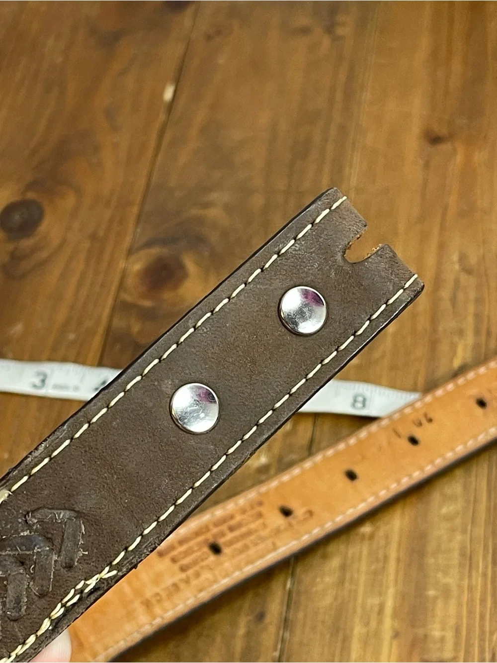 Texas country kids belt brown leather with silvertone hardware